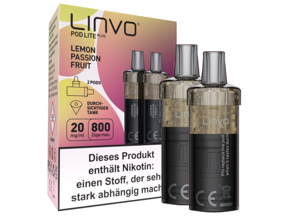 Linvo - Pod Lite Plus Cartridge Lemon Passionfruit 20 mg/ml (2 Stück pro Packung)