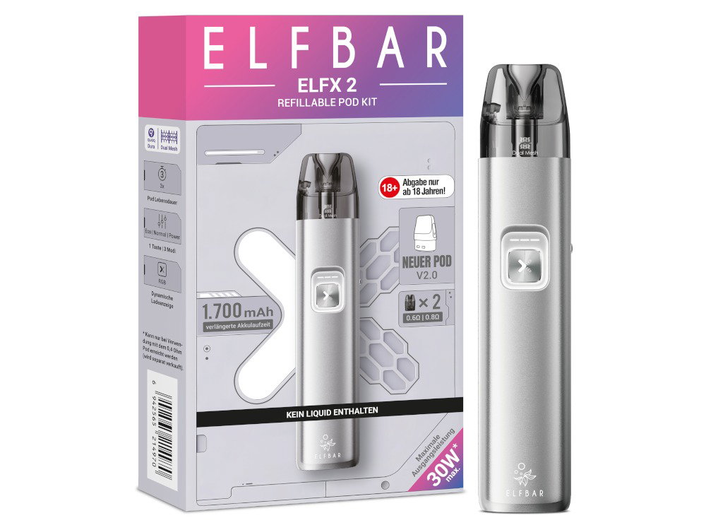Elfbar - Elfx 2 E-Zigaretten Set - Titanium Silver