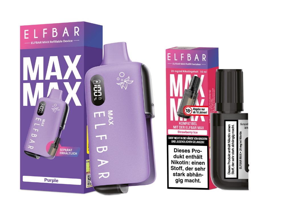Elfbar Max Set inkl. Liquid Pod - Purple - Strawberry Ice
