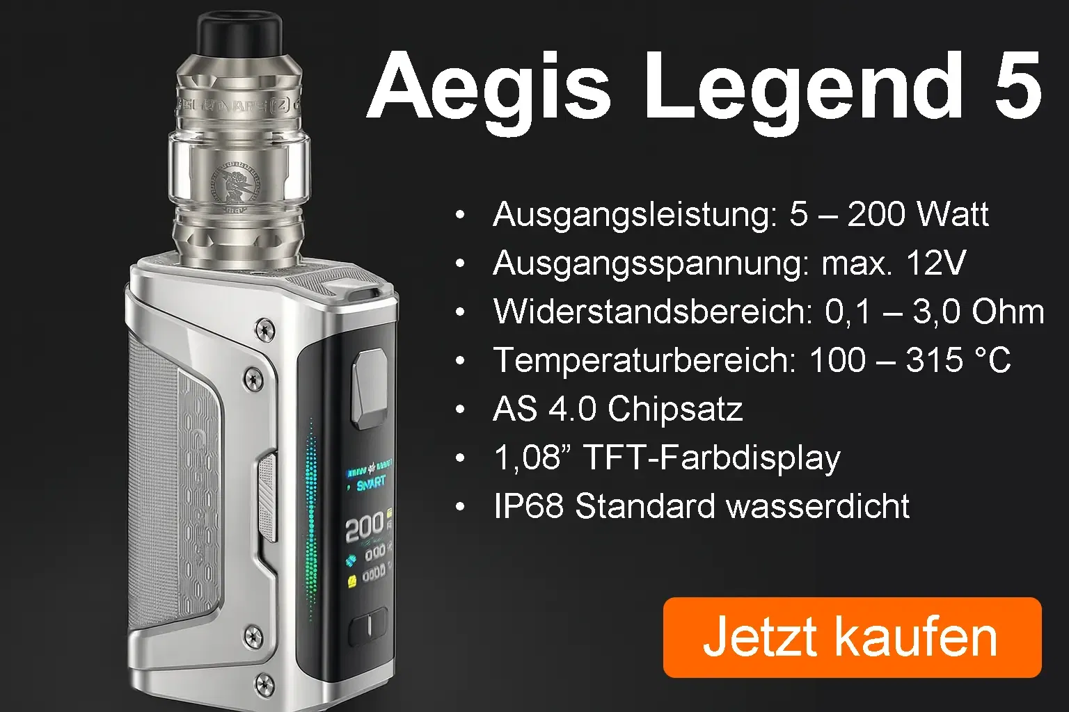 GeekVape Aegis Legend 5 – Robuster Akkuträger mit 200 W Leistung