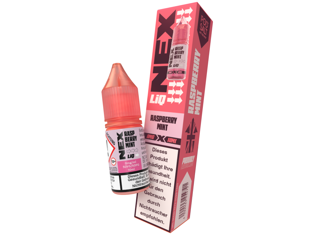 Pod Salt - NexLiq - Nikotinsalz Liquid - Raspberry Mint - 0 mg/ml