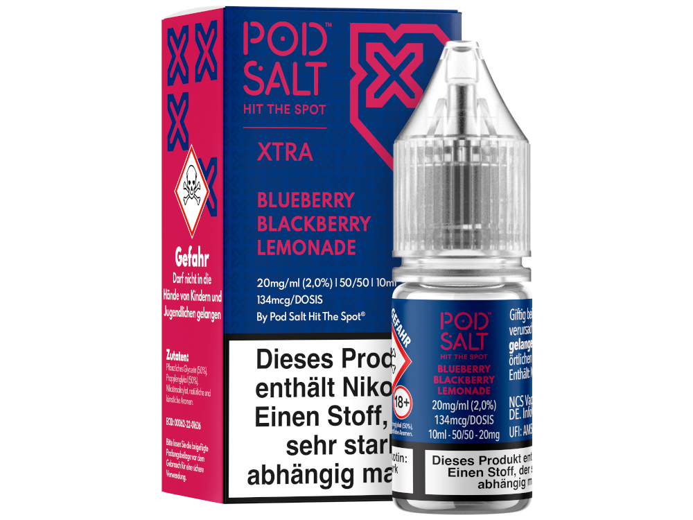 Pod Salt X - Nikotinsalz Liquid - Blueberry Blackberry Lemonade - 20 mg/ml