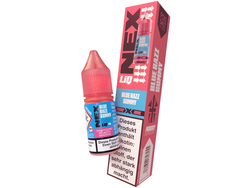 Pod Salt - NexLiq - Nikotinsalz Liquid - Blue Razz Gummy - 20 mg/ml