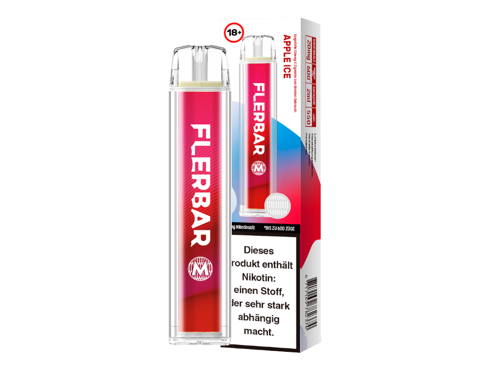 Flerbar - M Einweg E-Zigarette - Prefilled - Apple Ice - 20 mg/ml