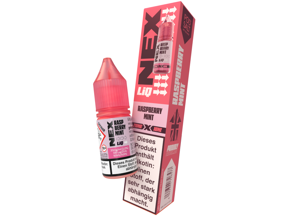 Pod Salt - NexLiq - Nikotinsalz Liquid - Raspberry Mint - 20 mg/ml