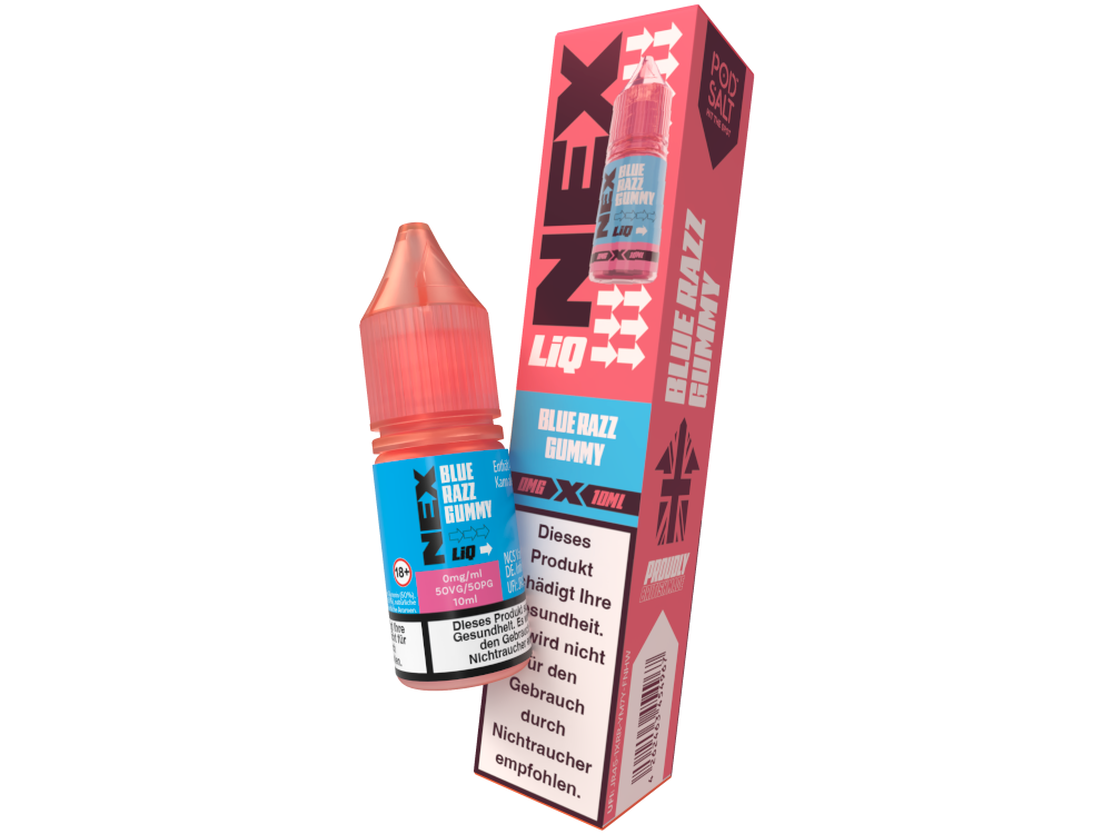 Pod Salt - NexLiq - Nikotinsalz Liquid - Blue Razz Gummy - 0 mg/ml