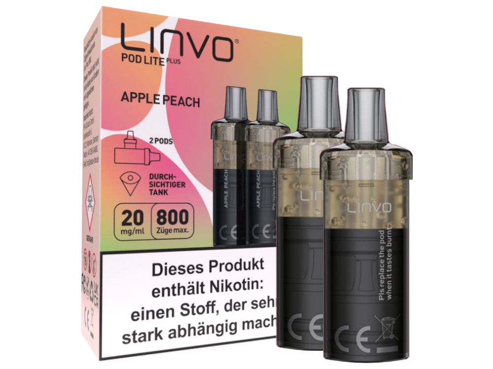 Linvo - Pod Lite Plus Cartridge Apple Peach 20 mg/ml (2 Stück pro Packung)