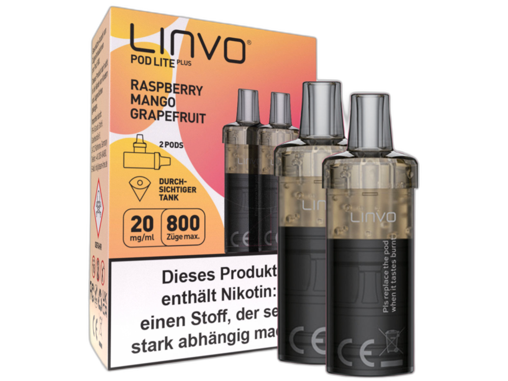 Linvo - Pod Lite Plus Cartridge 20 mg/ml - Prefilled - Raspberry Mango Grapefruit