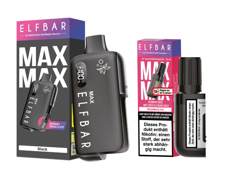 Elfbar Max Set inkl. Liquid Pod - black - Strawberry Ice