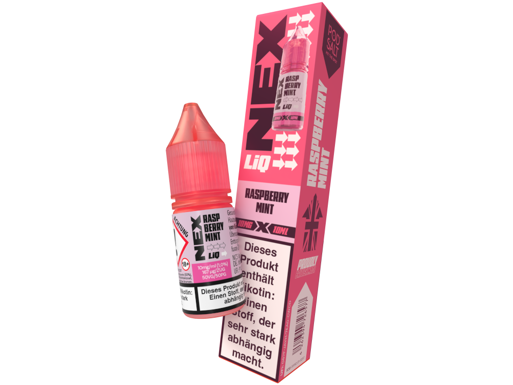 Pod Salt - NexLiq - Nikotinsalz Liquid - Raspberry Mint - 10 mg/ml