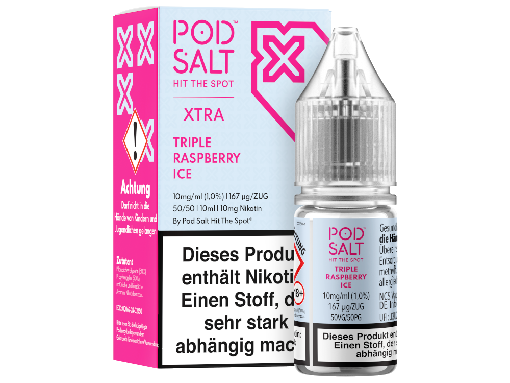 Pod Salt X - Nikotinsalz Liquid - Triple Raspberry Ice - 10 mg/ml