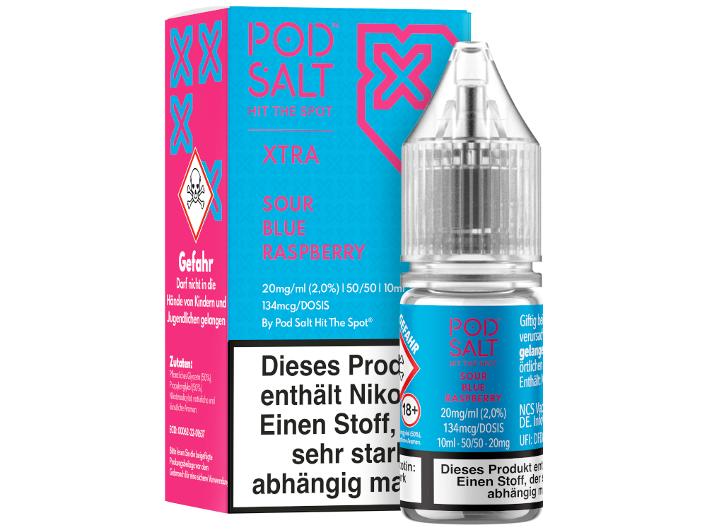 Pod Salt X - Nikotinsalz Liquid - Sour Blue Raspberry - 20 mg/ml
