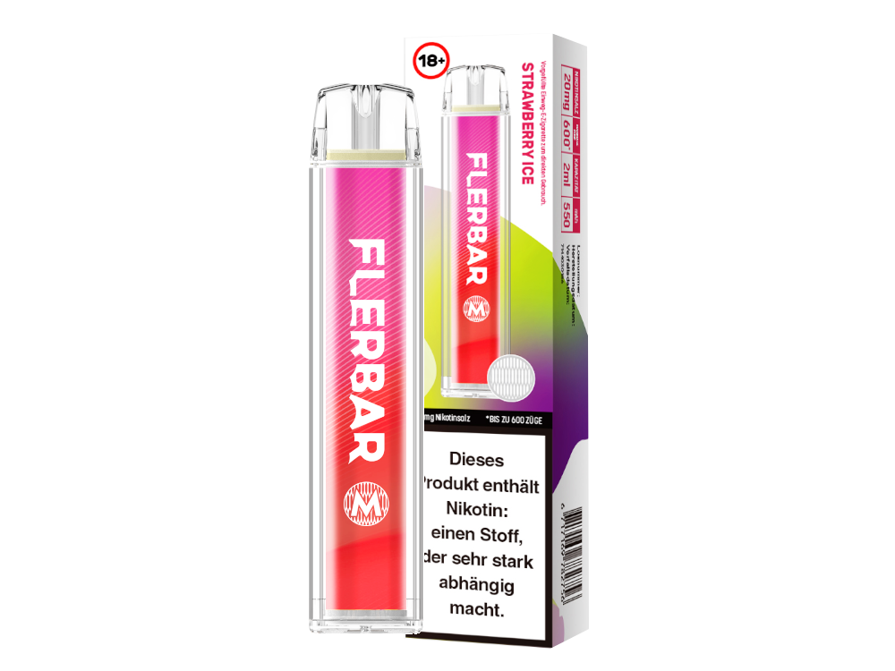 Flerbar - M Einweg E-Zigarette - Prefilled - Strawberry Ice - 20 mg/ml