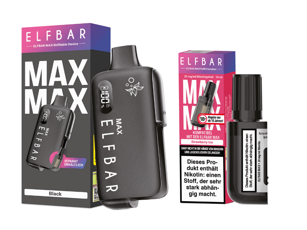 Elfbar Max Set inkl. Liquid Pod - black - Strawberry Ice