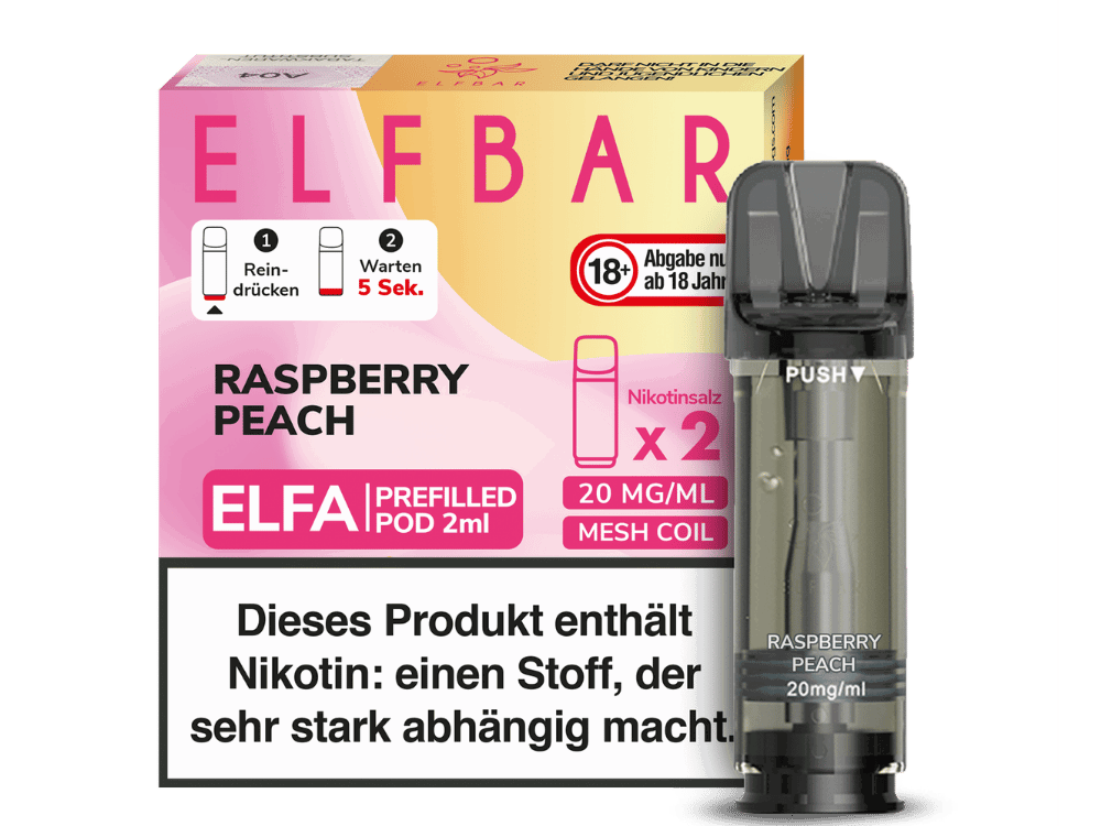 Elfbar Elfa Pod 20 mg/ml - Prefilled - Raspberry Peach