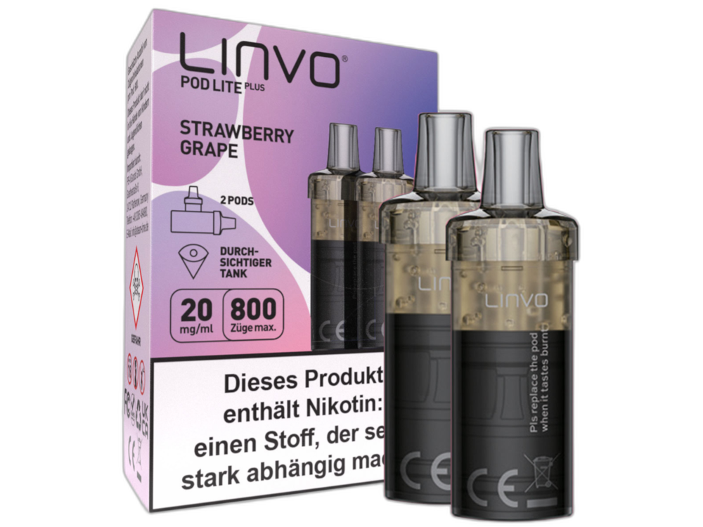 Linvo - Pod Lite Plus Cartridge Strawberry Grape 20 mg/ml (2 Stück pro Packung)