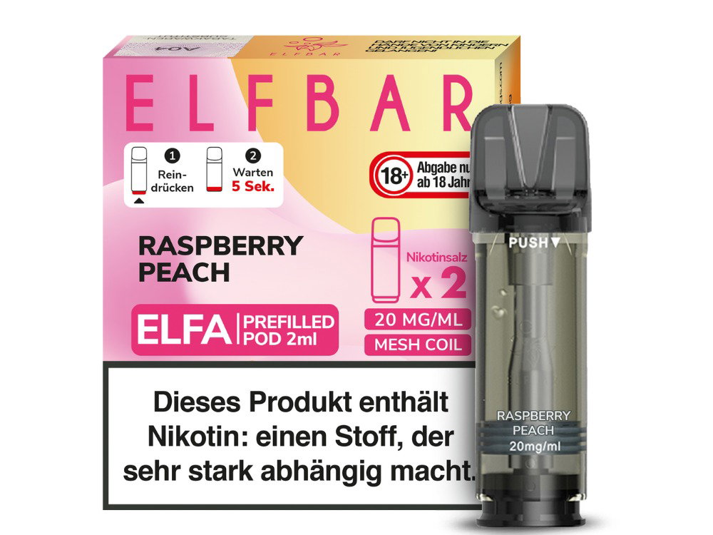 Elfbar Elfa Pod 20 mg/ml - Prefilled - Raspberry Peach