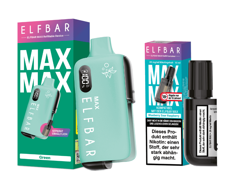 Elfbar Max Set inkl. Liquid Pod - Green - Blueberry Sour Raspberry