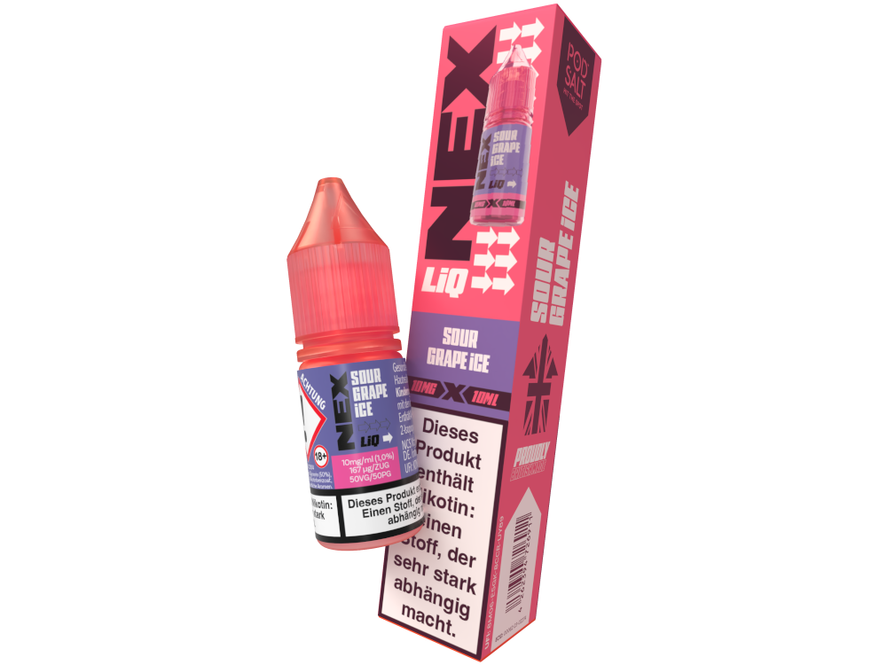 Pod Salt - NexLiq - Nikotinsalz Liquid - Sour Grape Ice - 10 mg/ml