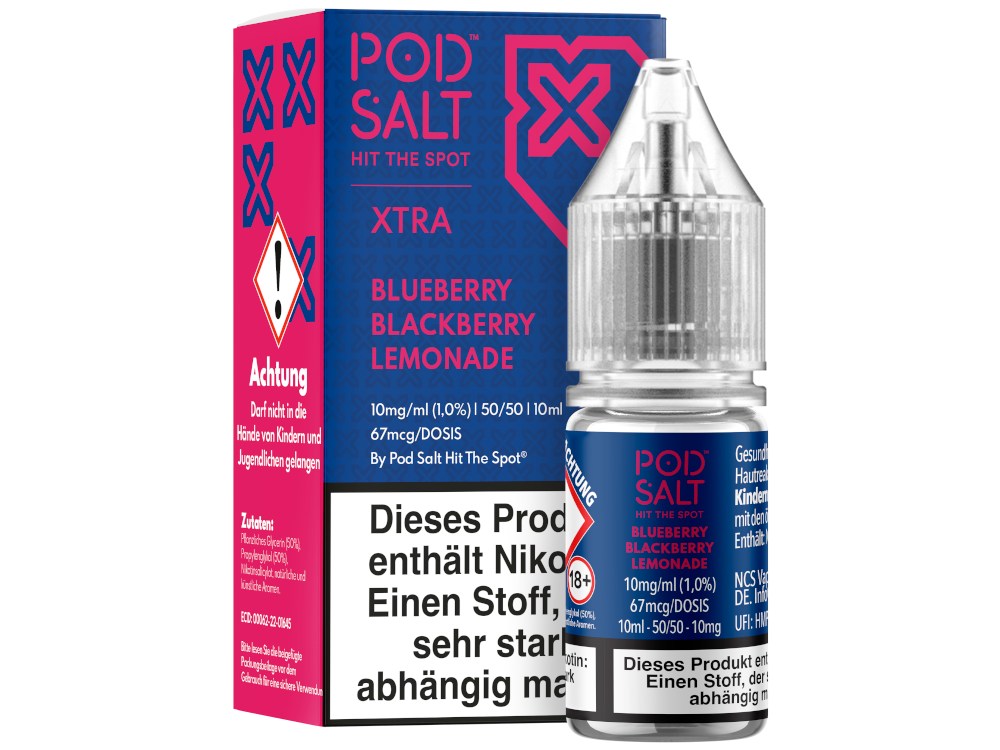 Pod Salt X - Nikotinsalz Liquid - Blueberry Blackberry Lemonade - 10 mg/ml