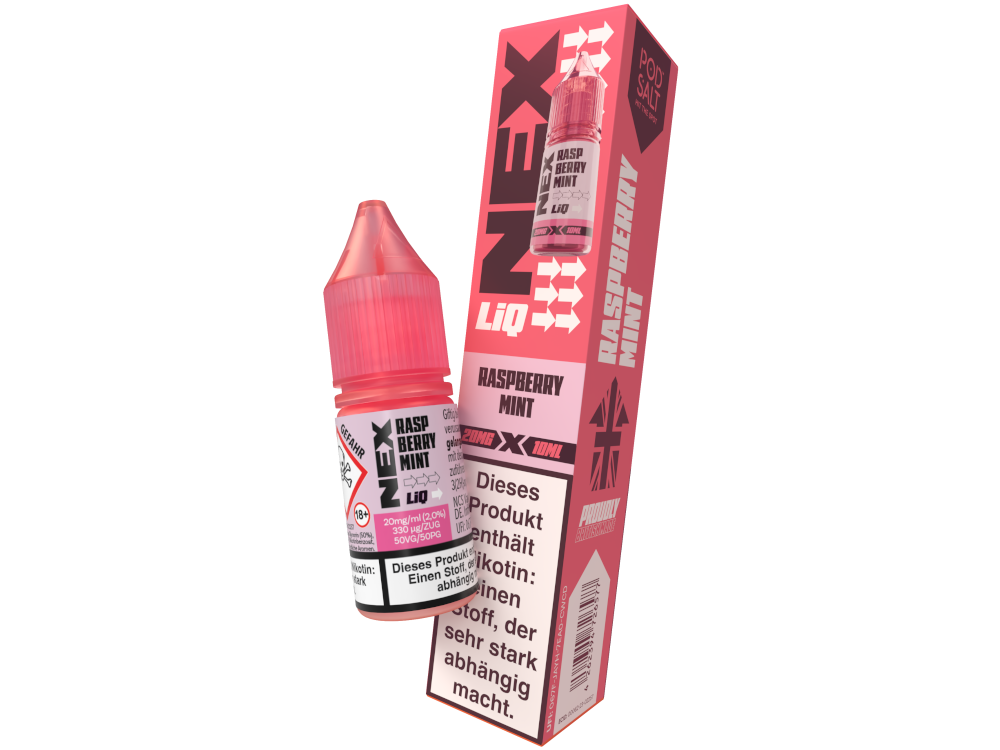Pod Salt - NexLiq - Nikotinsalz Liquid - Raspberry Mint - 20 mg/ml