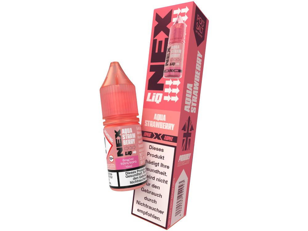 Pod Salt - NexLiq - Nikotinsalz Liquid - Aqua Strawberry - 0 mg/ml