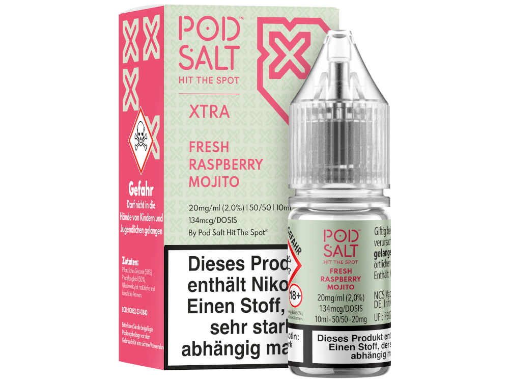 Pod Salt X - Nikotinsalz Liquid - Fresh Raspberry Mojito - 20 mg/ml