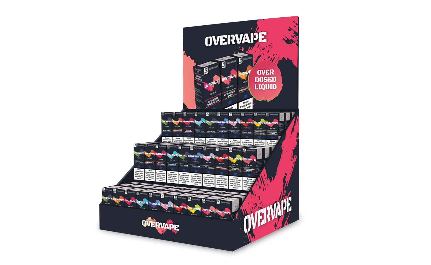 Overvape - Nikotinsalz Liquid - bestücktes Display