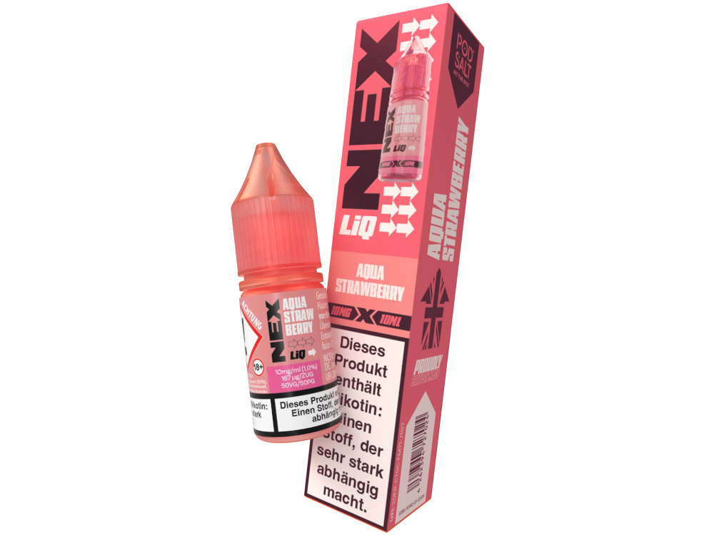 Pod Salt - NexLiq - Nikotinsalz Liquid - Aqua Strawberry - 10 mg/ml