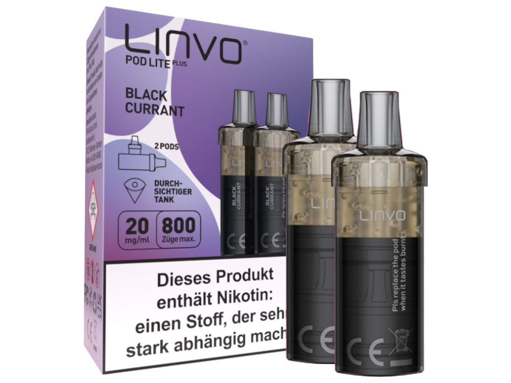Linvo - Pod Lite Plus Cartridge Blackcurrant 20 mg/ml (2 Stück pro Packung)
