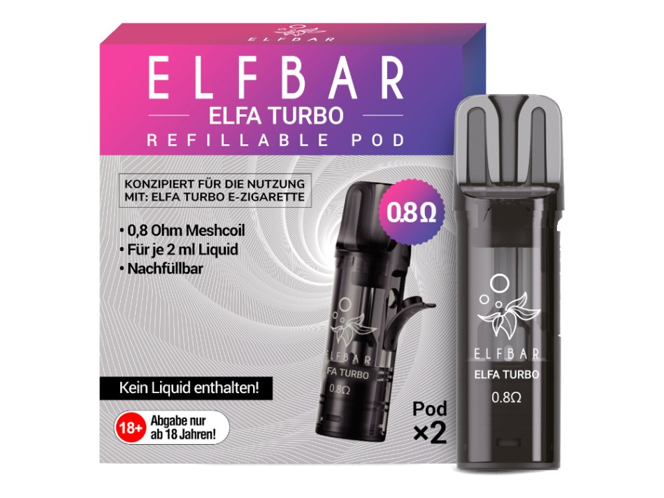 Elfbar Elfa Turbo Pods 0,8 Ohm im 2er-Pack Elfbar Elfa Turbo Pods 0,8 Ohm im 2er-Pack