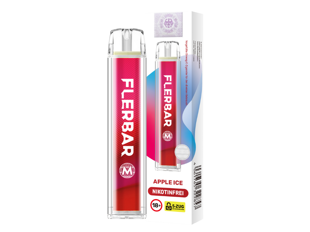 Flerbar - M Einweg E-Zigarette ohne Nikotin - Prefilled - Apple Ice - 0 mg/ml