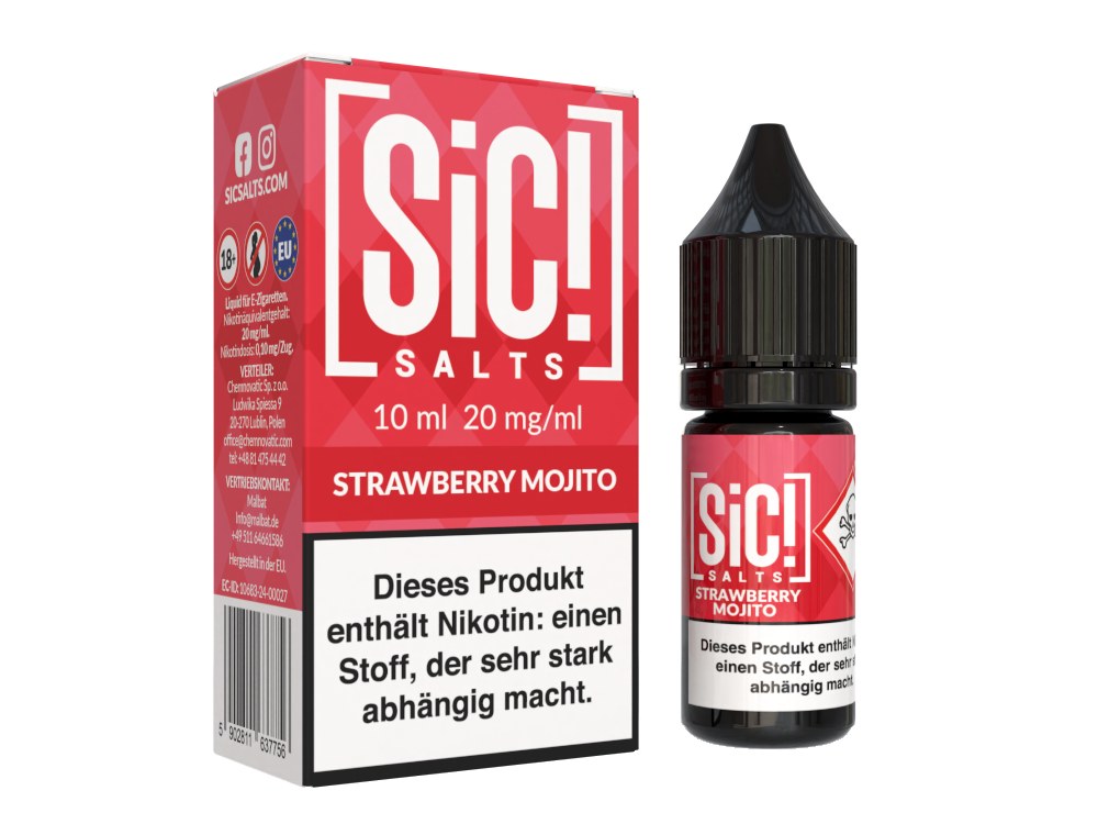 SiC! Salts - Nikotinsalz Liquid - Strawberry Mojito - 20 mg/ml