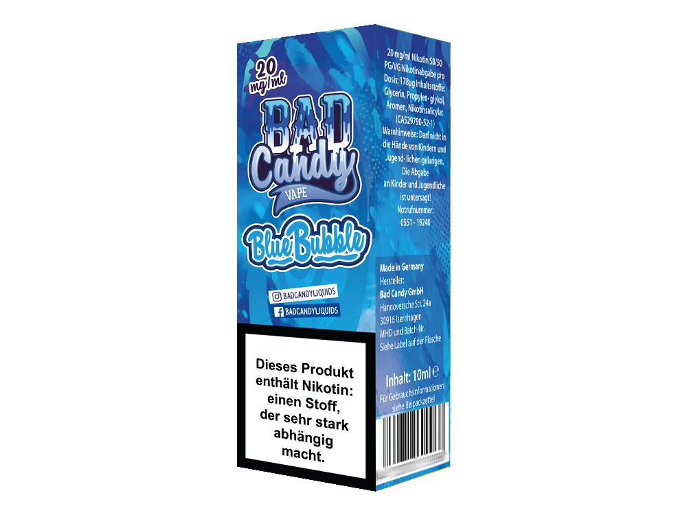 Bad Candy Liquids - Blue Bubble - Nikotinsalz Liquid - 20 mg/ml