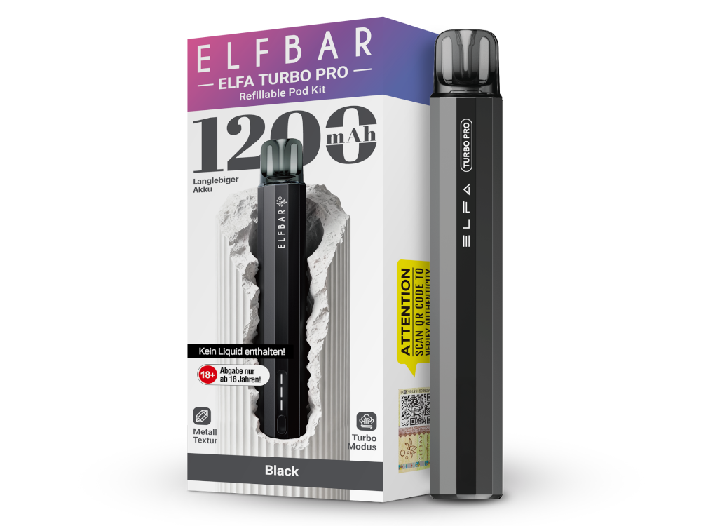 Elfbar Elfa Turbo Pro Set Schwarz Elfbar Elfa Turbo Pro Set Schwarz