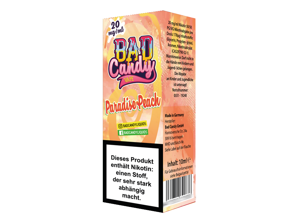 Bad Candy Liquids - Paradise Peach - Nikotinsalz Liquid - 20 mg/ml