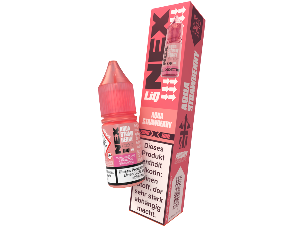Pod Salt - NexLiq - Nikotinsalz Liquid - Aqua Strawberry - 20 mg/ml