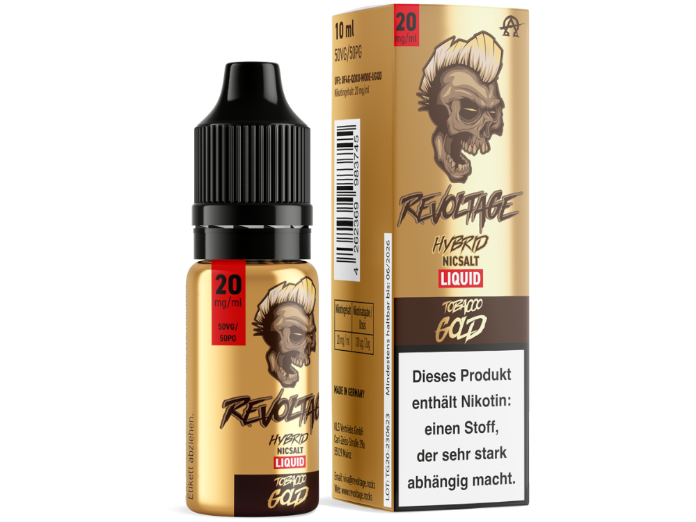 Revoltage - Tobacco Gold - Hybrid Nikotinsalz Liquid - Tobacco Gold - 20 mg/ml
