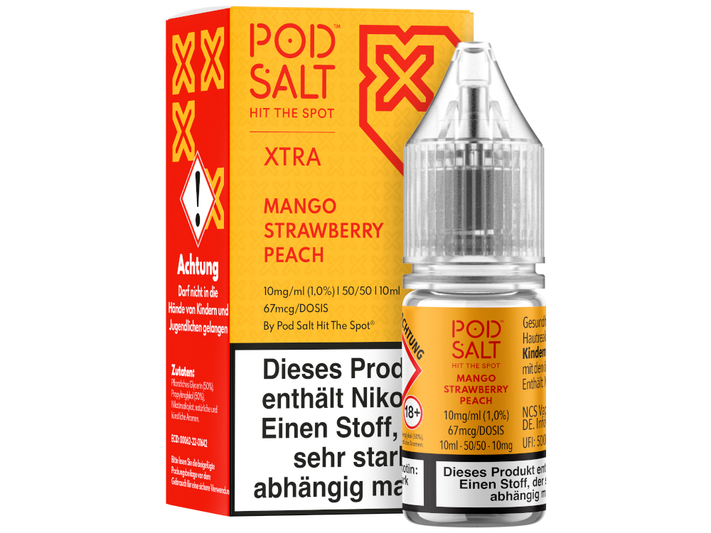 Pod Salt X - Nikotinsalz Liquid - Mango Strawberry Peach - 10 mg/ml