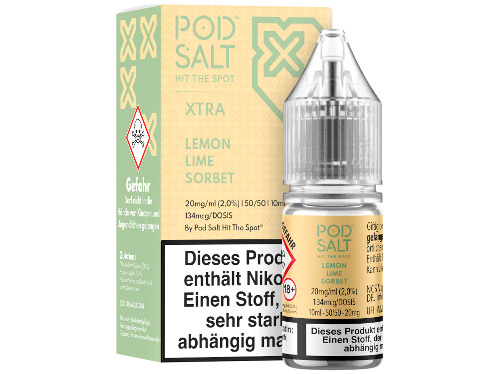 Pod Salt X - Nikotinsalz Liquid - Lemon Lime Sorbet - 20 mg/ml