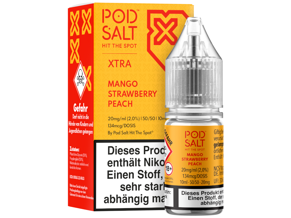 Pod Salt X - Nikotinsalz Liquid - Mango Strawberry Peach - 20 mg/ml