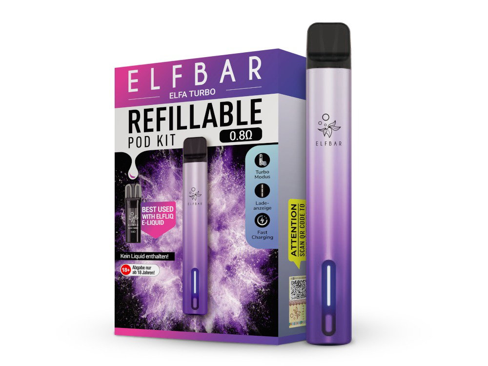 Elfbar - Elfa Turbo E-Zigaretten Set | aurora-lila | 1er Packung | EB100ET-12