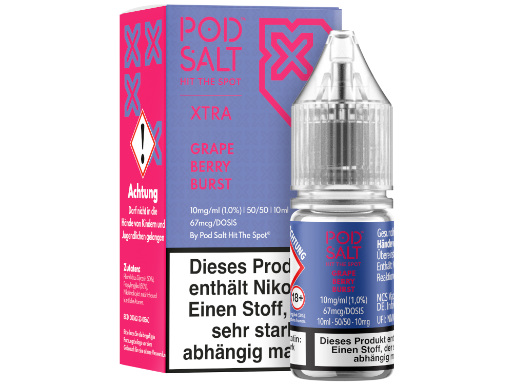Pod Salt X - Nikotinsalz Liquid - Grape Berry Burst - 10 mg/ml