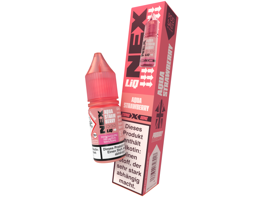 Pod Salt - NexLiq - Nikotinsalz Liquid - Aqua Strawberry - 20 mg/ml