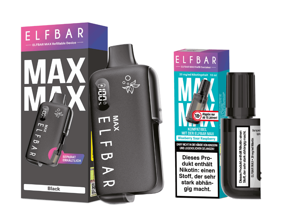 Elfbar Max Set inkl. Liquid Pod - black - Blueberry Sour Raspberry