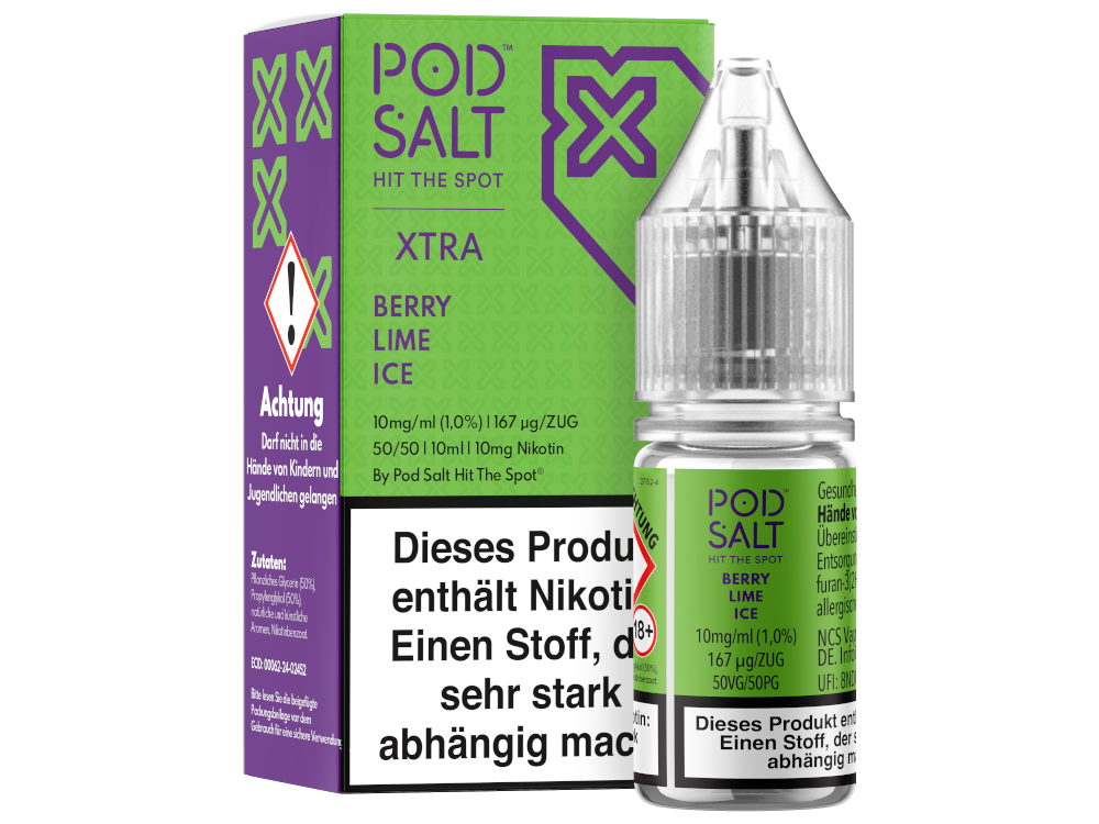 Pod Salt X - Nikotinsalz Liquid - Berry Lime Ice - 10 mg/ml