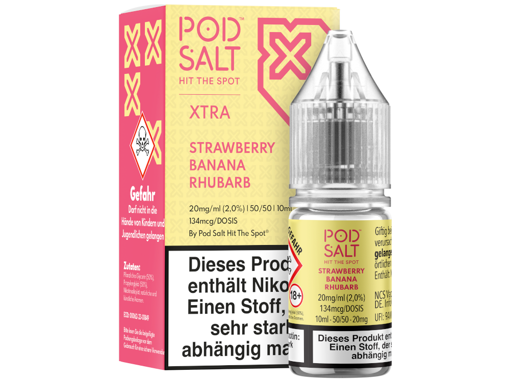 Pod Salt X - Nikotinsalz Liquid - Strawberry Banana Rhubarb - 20 mg/ml