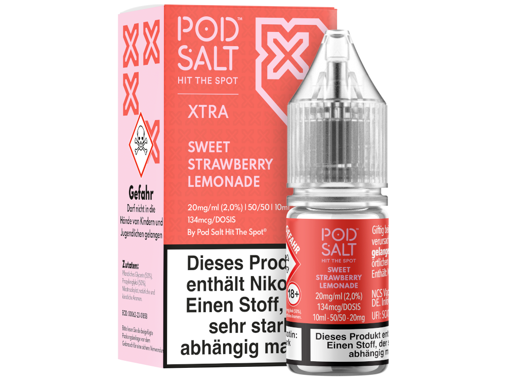 Pod Salt X - Nikotinsalz Liquid - Sweet Strawberry Lemonade - 20 mg/ml