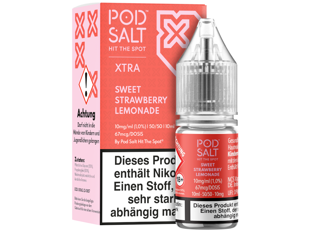 Pod Salt X - Nikotinsalz Liquid - Sweet Strawberry Lemonade - 10 mg/ml