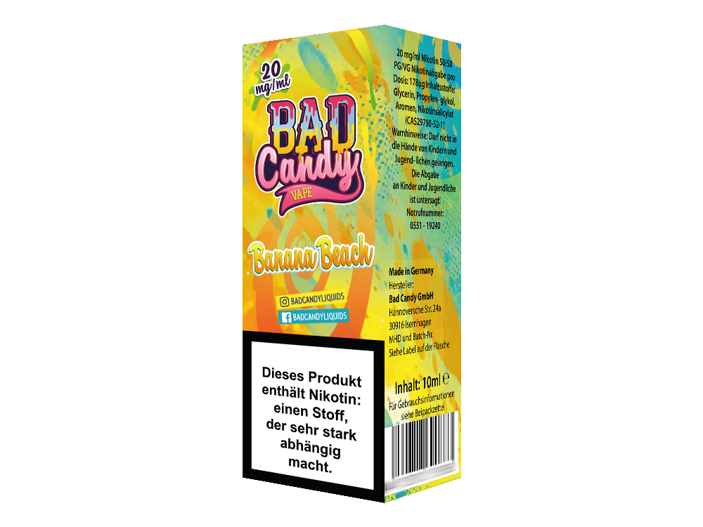 Bad Candy Liquids - Banana Beach - Nikotinsalz Liquid - 20 mg/ml